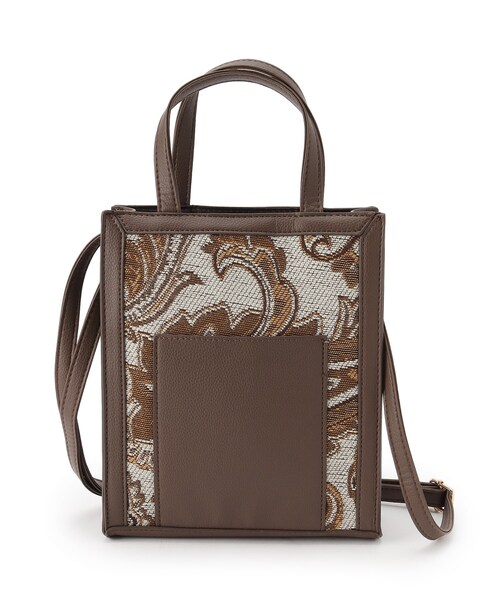 SHOO・LA・RUE(シューラルー)の「◆チェック/ジャカード柄スクエアショルダー(ショルダーバッグ・レディース・ブラック系1/ベージュ/ブラウン・00)」の1枚目の写真