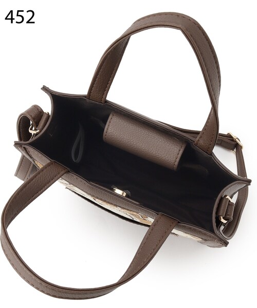 SHOO・LA・RUE(シューラルー)の「◆チェック/ジャカード柄スクエアショルダー(ショルダーバッグ・レディース・ブラック系1/ベージュ/ブラウン・00)」の7枚目の写真