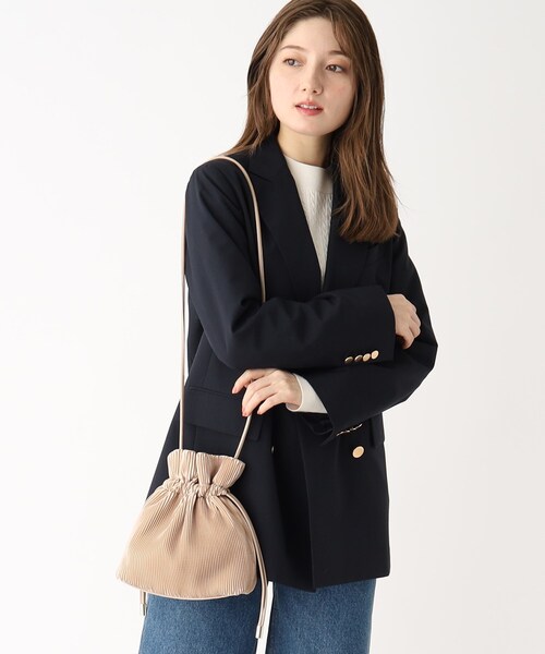 OPAQUE.CLIP（オペークドットクリップ）の「◆プリーツドローストリングミニショルダーバッグ（ショルダーバッグ・レディース・ベージュ/オフホワイト/ブラック/カーキ/ホワイト系4/ブラック系1/ブルー系6/ライトイエロー系2・00）」の5枚目の写真