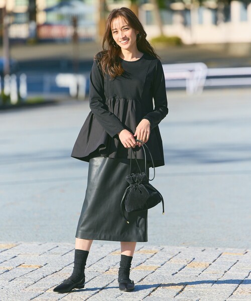 OPAQUE.CLIP（オペークドットクリップ）の「◆プリーツドローストリングミニショルダーバッグ（ショルダーバッグ・レディース・ベージュ/オフホワイト/ブラック/カーキ/ホワイト系4/ブラック系1/ブルー系6/ライトイエロー系2・00）」の9枚目の写真