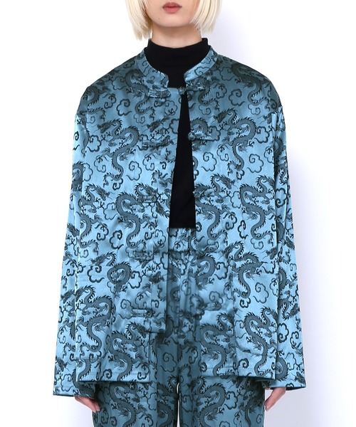 PUNYUS（プニュズ）の「ドラゴン柄チャイナシャツ（シャツ/ブラウス・レディース・ブラック/ブルー/グリーン/パープル・1/2/3/4）」の20枚目の写真