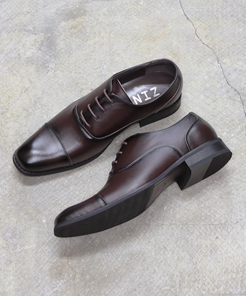 【セール】本革ビジネスシューズ プレーントゥ ストレートチップ Uモカ（ドレスシューズ）｜ZINC（ジンク）
