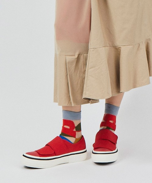 gomme(ゴム)の「gモザイクソックス(ソックス/靴下・レディース・ブラック/イエロー/ライトブルー/レッド・FREE)」の4枚目の写真