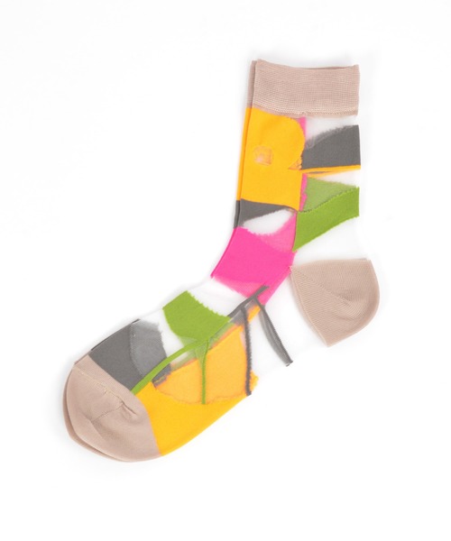 gomme(ゴム)の「gモザイクソックス(ソックス/靴下・レディース・ブラック/イエロー/ライトブルー/レッド・FREE)」の1枚目の写真