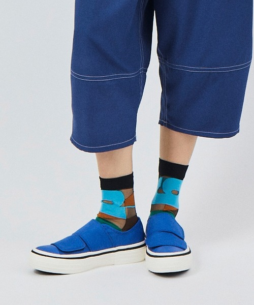 gomme(ゴム)の「gモザイクソックス(ソックス/靴下・レディース・ブラック/イエロー/ライトブルー/レッド・FREE)」の3枚目の写真