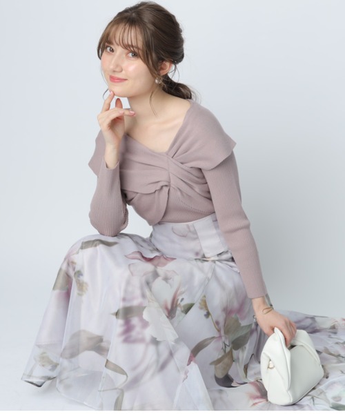 大花モチーフプリントスカート