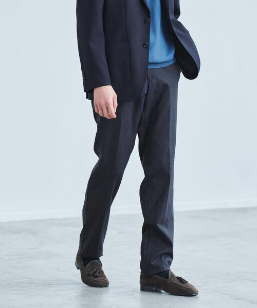 green label relaxing（グリーンレーベルリラクシング）の「トロピカル 千鳥柄 スリム スラックス -ストレッチ・ウォッシャブル・ウエストアジャスター-（スラックス・メンズ・グレー/ネイビー・S/M/L/XL/XS）」の7枚目の写真