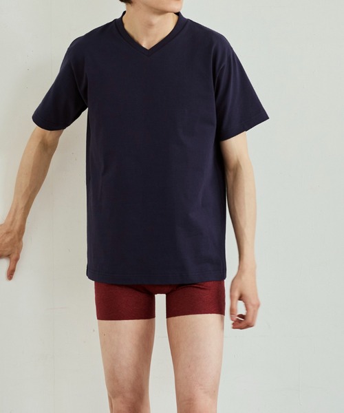 BODY WILD(ボディーワイルド)の「BODY WILD/ボディワイルド VネックTシャツ ジャケットプラス 後ろ襟高め 持続消臭(Tシャツ/カットソー・メンズ・ホワイト/ブラウン系その他/ネイビー・SMALL/LARGE/MEDIUM/X-LARGE)」の18枚目の写真
