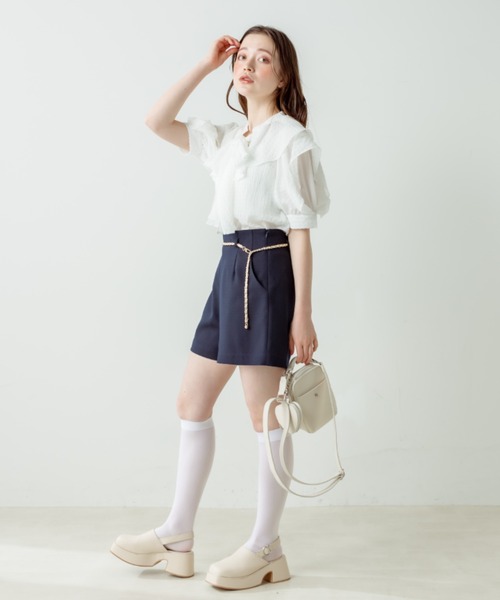 OLIVE des OLIVE（オリーブデオリーブ）の「ラッフルボウタイブラウス（シャツ/ブラウス・レディース・アイボリー/サックスブルー/オフホワイト・FREE）」の5枚目の写真