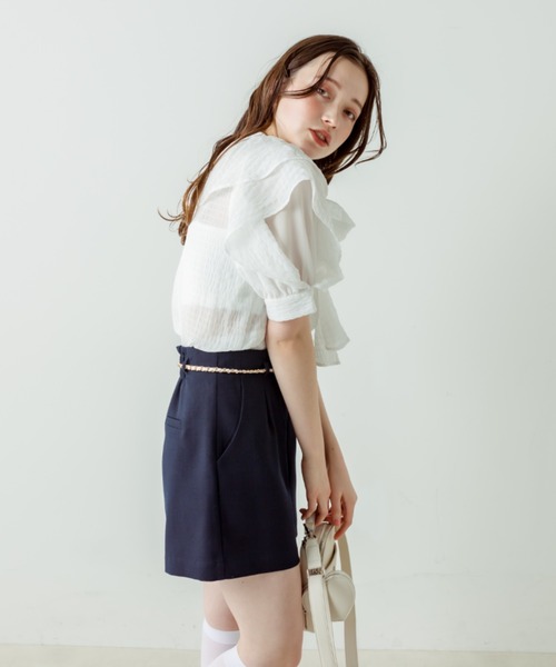 OLIVE des OLIVE（オリーブデオリーブ）の「ラッフルボウタイブラウス（シャツ/ブラウス・レディース・アイボリー/サックスブルー/オフホワイト・FREE）」の8枚目の写真