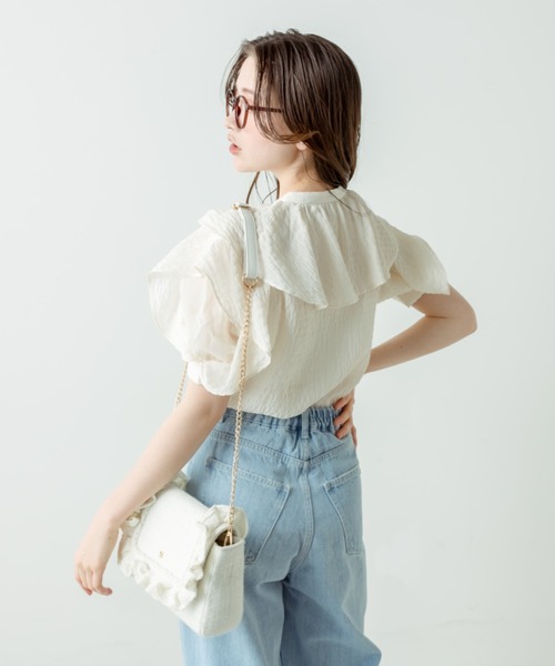 OLIVE des OLIVE（オリーブデオリーブ）の「ラッフルボウタイブラウス（シャツ/ブラウス・レディース・アイボリー/サックスブルー/オフホワイト・FREE）」の16枚目の写真