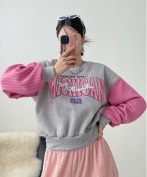 韓国 ファッション ストリート ブランド 裏起毛×ケーブルニット プリント スウェット メンズ レディース ユニセックス
