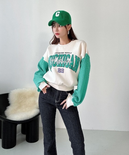 STATUS(ステイタス)の「韓国 ファッション ストリート ブランド 裏起毛×ケーブルニット プリント スウェット メンズ レディース ユニセックス(スウェット・レディース・ブラック/アイボリー/グレー・FREE)」の5枚目の写真