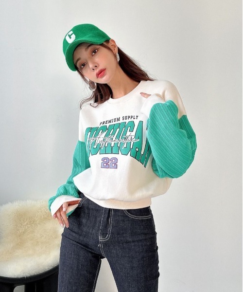 STATUS(ステイタス)の「韓国 ファッション ストリート ブランド 裏起毛×ケーブルニット プリント スウェット メンズ レディース ユニセックス(スウェット・レディース・ブラック/アイボリー/グレー・FREE)」の8枚目の写真