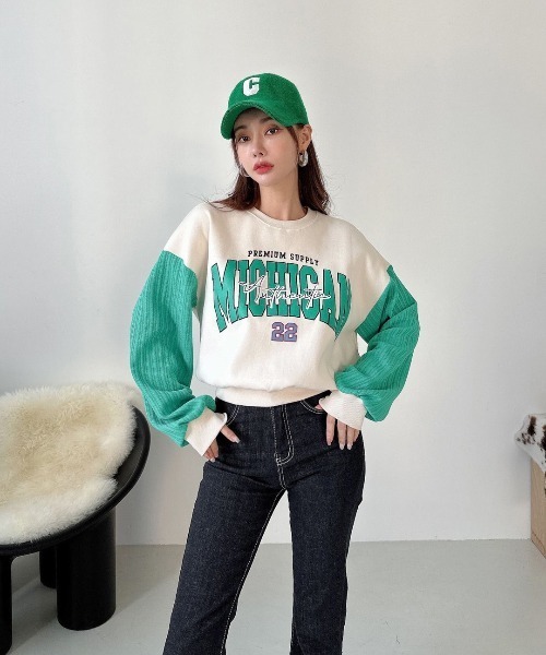 STATUS(ステイタス)の「韓国 ファッション ストリート ブランド 裏起毛×ケーブルニット プリント スウェット メンズ レディース ユニセックス(スウェット・レディース・ブラック/アイボリー/グレー・FREE)」の10枚目の写真