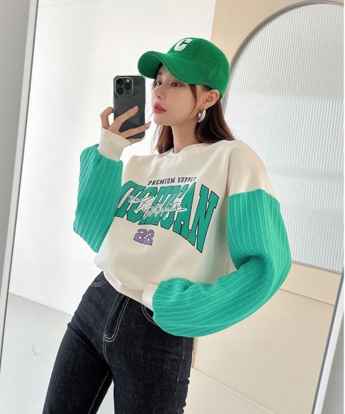 STATUS(ステイタス)の「韓国 ファッション ストリート ブランド 裏起毛×ケーブルニット プリント スウェット メンズ レディース ユニセックス(スウェット・レディース・ブラック/アイボリー/グレー・FREE)」の15枚目の写真