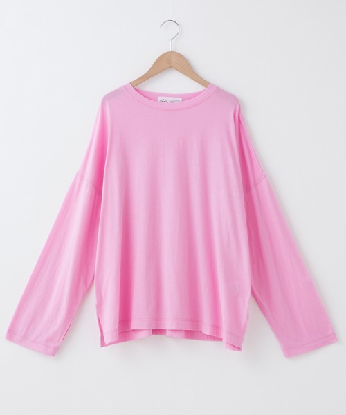 Chaco closet(チャコ クローゼット)の「オーバーサイズフィンガーホールシアーロングTシャツ(Tシャツ/カットソー・レディース・オフホワイト/ブルー/ブラック/ピンク/オレンジ/ミント・FREE)」の7枚目の写真