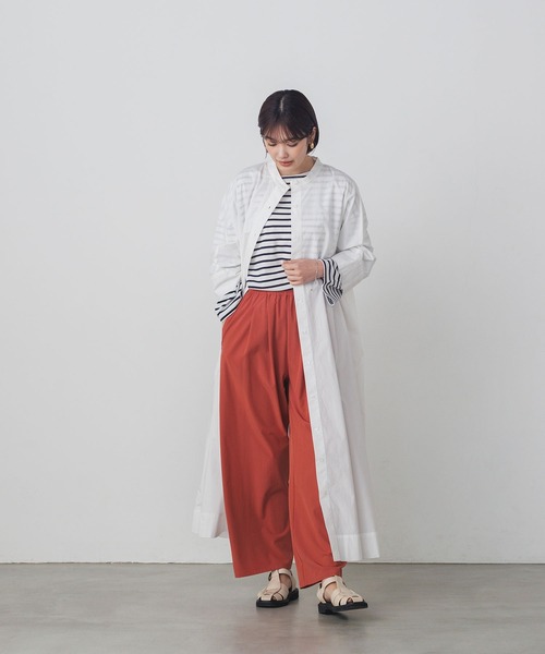 lil nina(リルニーナ)の「綿100% 無地 タイプライター ドルマンシャツワンピース(シャツワンピース・レディース・ブラック/ホワイト/ライトグリーン・FREE)」の4枚目の写真