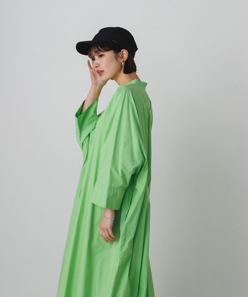 lil nina(リルニーナ)の「綿100% 無地 タイプライター ドルマンシャツワンピース(シャツワンピース・レディース・ブラック/ホワイト/ライトグリーン・FREE)」の10枚目の写真