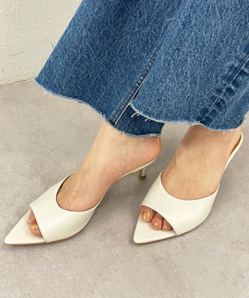 SHENERY ブラウン ポインテッドトゥ ミュール