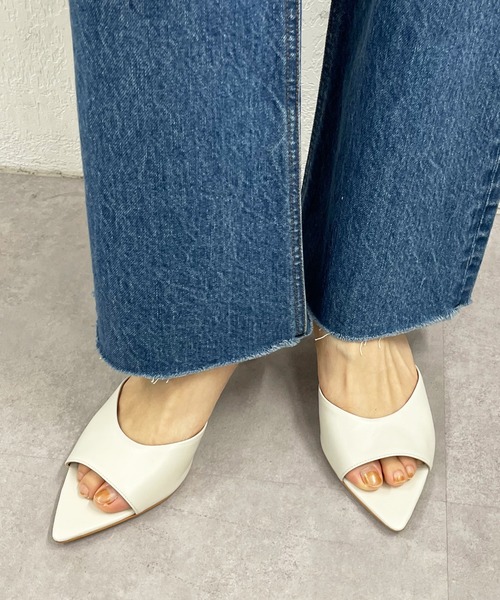 SHENERY ブラウン ポインテッドトゥ ミュール