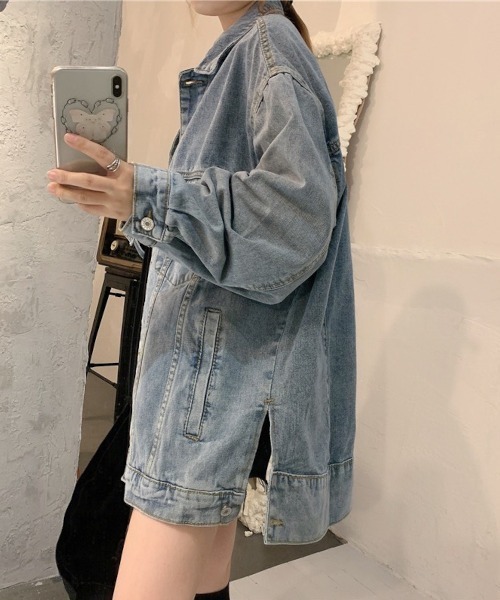 MASHIRO(マシロ)の「【MASHIRO】ビッグシルエットデニムジャケット(デニムジャケット・レディース・ブラック/ブルー・FREE)」の11枚目の写真