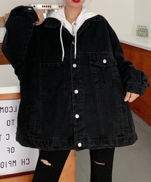 MASHIRO(マシロ)の「【MASHIRO】ビッグシルエットデニムジャケット(デニムジャケット・レディース・ブラック/ブルー・FREE)」の20枚目の写真