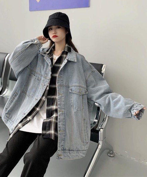 MASHIRO(マシロ)の「【MASHIRO】ビッグシルエットデニムジャケット(デニムジャケット・レディース・ブラック/ブルー・FREE)」の18枚目の写真