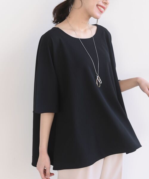 rps(アールピーエス)の「カットジョーゼットワイドT(Tシャツ/カットソー・レディース・オフホワイト/グレイッシュベージュ/ブラック/ブルーグリーン/マスタード・フリー)」の2枚目の写真
