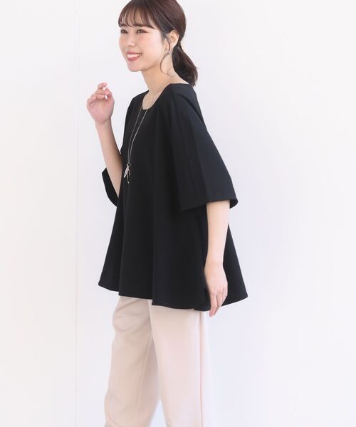 rps(アールピーエス)の「カットジョーゼットワイドT(Tシャツ/カットソー・レディース・オフホワイト/グレイッシュベージュ/ブラック/ブルーグリーン/マスタード・フリー)」の13枚目の写真