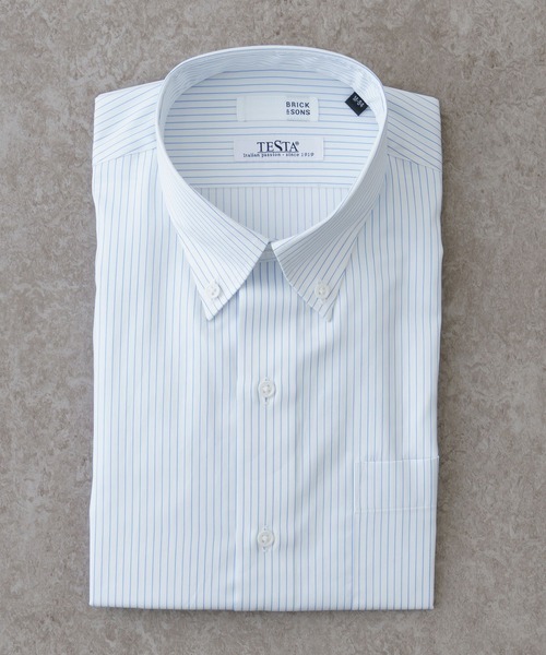 【セール】TESTA スマートドレスシャツ＜サックスブルーストライプ＞（ビジネスシャツ）｜BRICK & SONS（ブリックアンドサンズ）