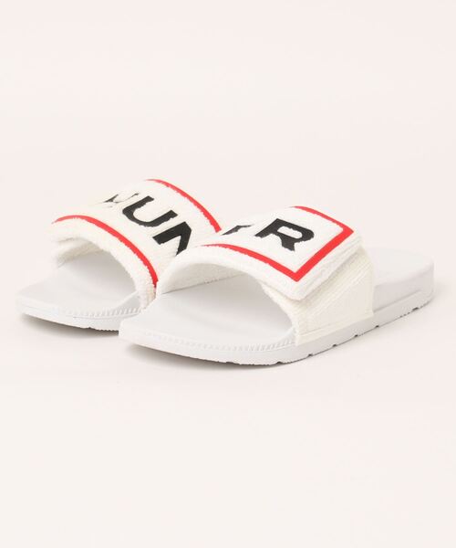 HUNTER(ハンター)の「《HUNTER》TERRY TOWELL LOGO SANDAL(サンダル・レディース・ブラック/ホワイト・UK4/UK5/UK6/UK3)」の2枚目の写真