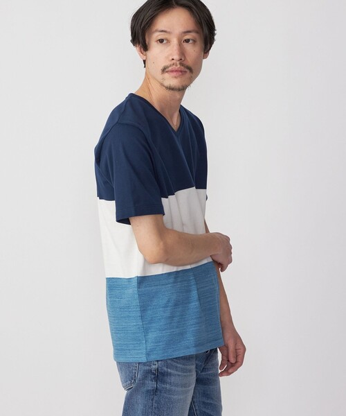 SHIPS(シップス)の「SHIPS: スペック ワイドボーダー/パネル Vネック Tシャツ(Tシャツ/カットソー・メンズ・ダークグリーン/グレー/ベージュ/ネイビー/ダークブルー・SMALL/MEDIUM/LARGE/X-LARGE)」の9枚目の写真