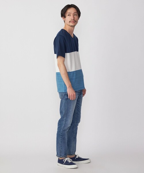 SHIPS(シップス)の「SHIPS: スペック ワイドボーダー/パネル Vネック Tシャツ(Tシャツ/カットソー・メンズ・ダークグリーン/グレー/ベージュ/ネイビー/ダークブルー・SMALL/MEDIUM/LARGE/X-LARGE)」の13枚目の写真