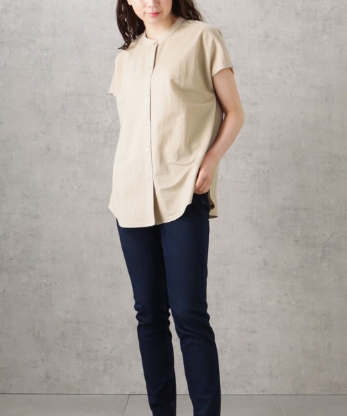 NAVY(ネイビー)の「SARARI 冷感前開き半袖シャツ(シャツ/ブラウス・レディース・ライトベージュ/ブラック/カーキ/ブルー/ホワイト・フリー)」の12枚目の写真