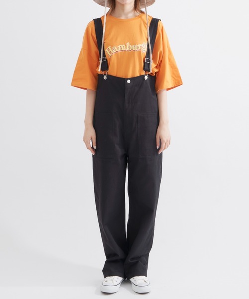 EDIT Gris（エディットグリ）の「【どんなトップスとも合わせやすい！】ポケット付きコットンツイルサロペット（サロペット/オーバーオール・レディース・ブラック/ナチュラル・FREE）」の9枚目の写真