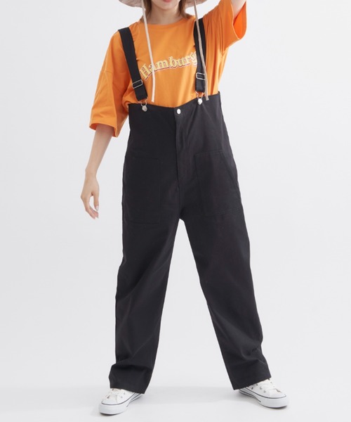 EDIT Gris（エディットグリ）の「【どんなトップスとも合わせやすい！】ポケット付きコットンツイルサロペット（サロペット/オーバーオール・レディース・ブラック/ナチュラル・FREE）」の12枚目の写真