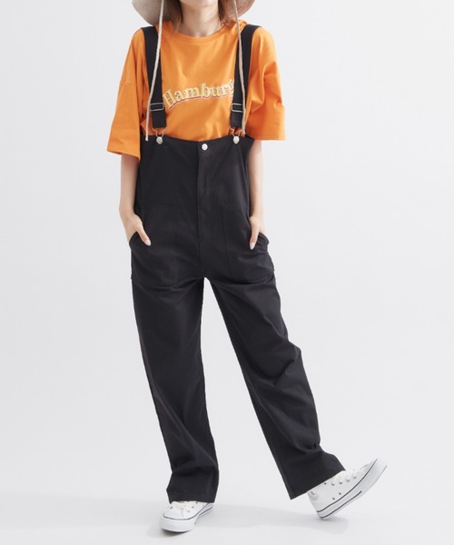 EDIT Gris（エディットグリ）の「【どんなトップスとも合わせやすい！】ポケット付きコットンツイルサロペット（サロペット/オーバーオール・レディース・ブラック/ナチュラル・FREE）」の13枚目の写真