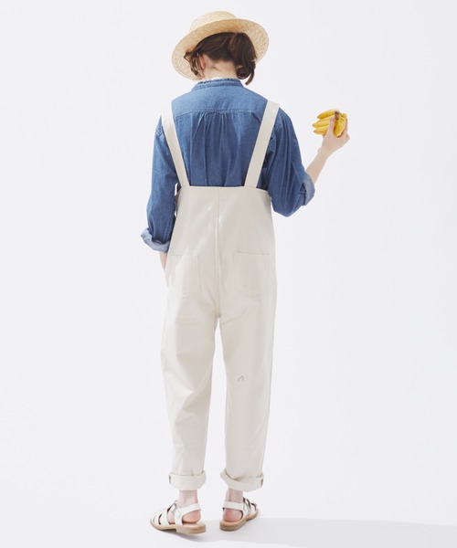 EDIT Gris（エディットグリ）の「【どんなトップスとも合わせやすい！】ポケット付きコットンツイルサロペット（サロペット/オーバーオール・レディース・ブラック/ナチュラル・FREE）」の3枚目の写真