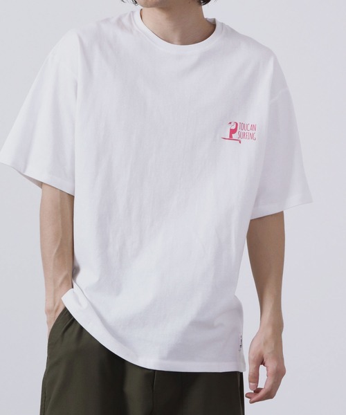 Toucan Surfing(トゥーカンサーフィン)の「Toucan Surfing 天竺 バックプリント Tシャツ(Tシャツ/カットソー・メンズ・ネイビー/グリーン/チャコールグレー/ホワイト・M/L/LL)」の6枚目の写真