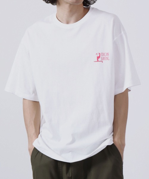 Toucan Surfing(トゥーカンサーフィン)の「Toucan Surfing 天竺 バックプリント Tシャツ(Tシャツ/カットソー・メンズ・ネイビー/グリーン/チャコールグレー/ホワイト・M/L/LL)」の5枚目の写真