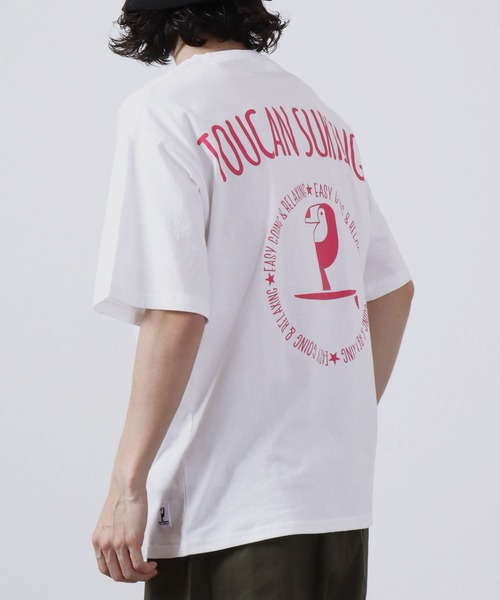 Toucan Surfing(トゥーカンサーフィン)の「Toucan Surfing 天竺 バックプリント Tシャツ(Tシャツ/カットソー・メンズ・ネイビー/グリーン/チャコールグレー/ホワイト・M/L/LL)」の7枚目の写真