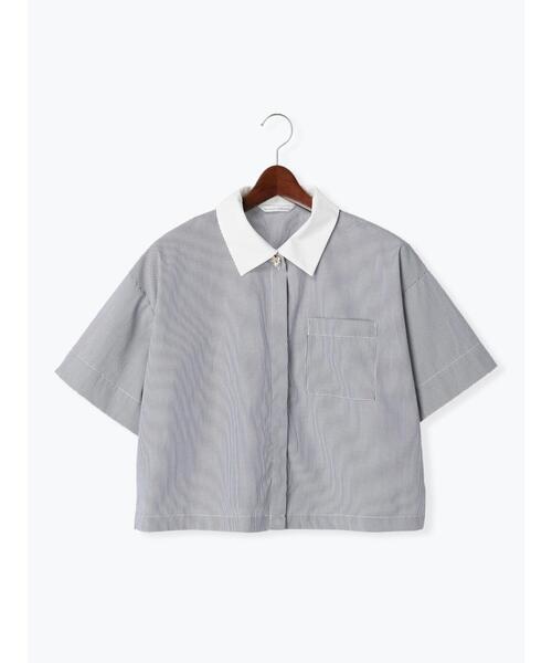 Te chichi TERRASSE(テチチテラス)の「ビジュークロップド丈シャツ(シャツ/ブラウス・レディース・ネイビー/サックスブルー/オフホワイト・F)」の11枚目の写真