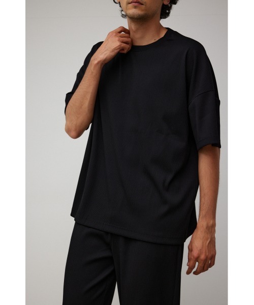 AZUL by moussy(アズールバイマウジー)の「リップルクルーネックTシャツ(Tシャツ/カットソー・メンズ・ブラック/ライトブルー/ライトグレー・FREE)」の2枚目の写真