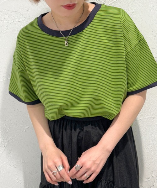 apres jour mignon（アプレジュールミニョン）の「アソートボーダーTシャツ【ZOZOTOWN限定アイテム】（Tシャツ/カットソー・レディース・レッド/ブラック/ブルー/ネイビー/グリーン系その他/ピンク/グリーン・X-LARGE/フリー）」の3枚目の写真