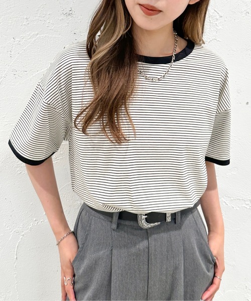 apres jour mignon（アプレジュールミニョン）の「アソートボーダーTシャツ【ZOZOTOWN限定アイテム】（Tシャツ/カットソー・レディース・レッド/ブラック/ブルー/ネイビー/グリーン系その他/ピンク/グリーン・X-LARGE/フリー）」の2枚目の写真