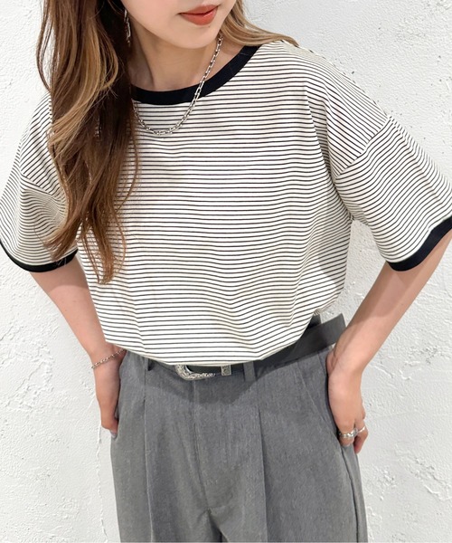 apres jour mignon（アプレジュールミニョン）の「アソートボーダーTシャツ【ZOZOTOWN限定アイテム】（Tシャツ/カットソー・レディース・レッド/ブラック/ブルー/ネイビー/グリーン系その他/ピンク/グリーン・X-LARGE/フリー）」の18枚目の写真