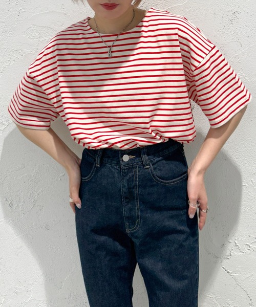 apres jour mignon（アプレジュールミニョン）の「アソートボーダーTシャツ【ZOZOTOWN限定アイテム】（Tシャツ/カットソー・レディース・レッド/ブラック/ブルー/ネイビー/グリーン系その他/ピンク/グリーン・X-LARGE/フリー）」の17枚目の写真