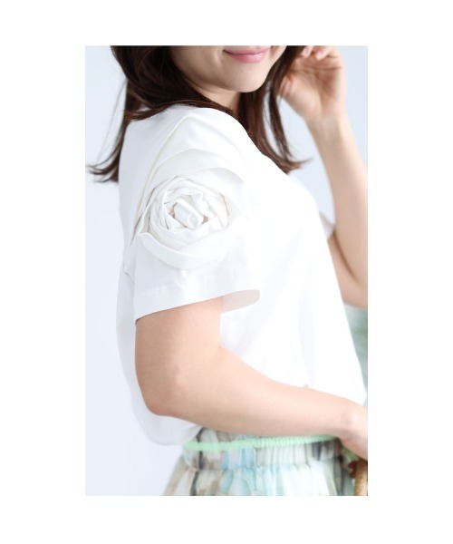 Sawa a la mode(サワアラモード)の「花モチーフTシャツトップス(Tシャツ/カットソー・レディース・ホワイト/ブラック/ピンク・FREE)」の18枚目の写真