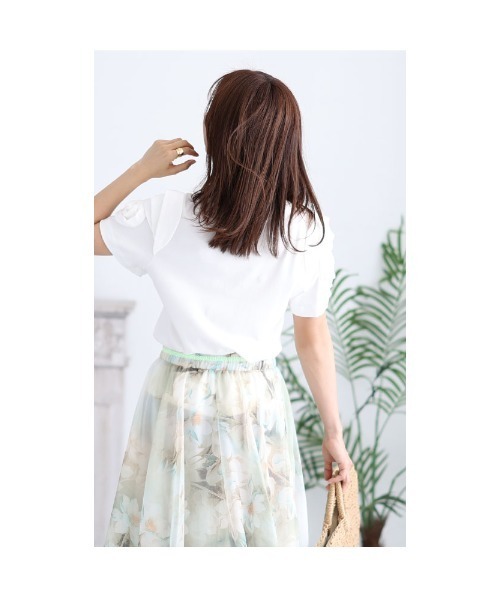 Sawa a la mode(サワアラモード)の「花モチーフTシャツトップス(Tシャツ/カットソー・レディース・ホワイト/ブラック/ピンク・FREE)」の6枚目の写真